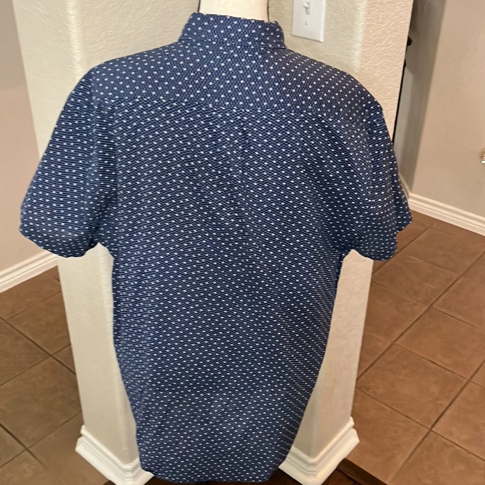 J.Crew navy blue small print shirt sleeve button down shirt Size XL
